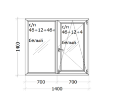 Окно Veka  Topline ( 5 камерный профиль) 1400 x 1400 мм с/п 4б+12+4б+12+4б